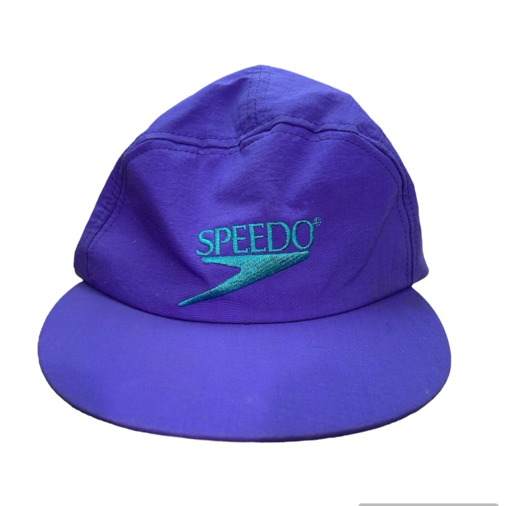 Vintage Speedo 80s or 90s purple and aqua sample Hat